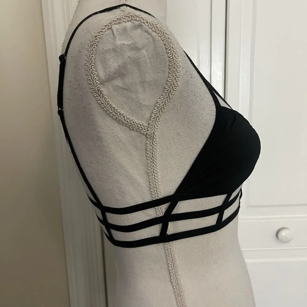 Women’s Sexy Bra Cross Lines Sexy Strappy Lightweight Lingerie No Pad Black S-L‎
